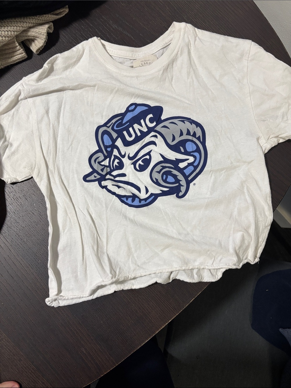 UNC Rams White Graphic Cropped Tee